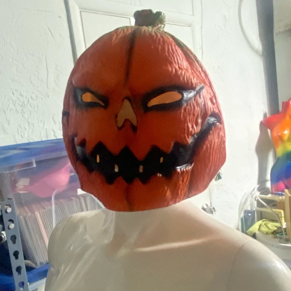 CreepyParty Deluxe Latex Pumpkin Mask – Halloween Costume Prop 🎃